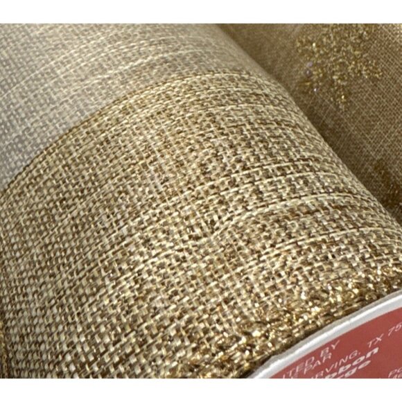 2 Gold Glitter Snowflake Extra Wide Ribbon 1 Roll Solid Tan Gold 6 Yards Each - Picture 5 of 7